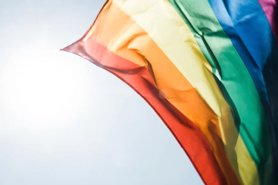 Rainbow pride flag flying daytime